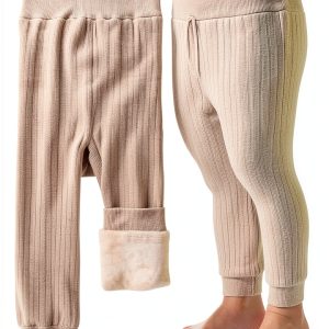 Toddler Fleece Lined Leggings Girls Winter Cotton Warm Pants-0