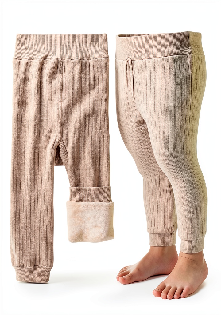 Toddler wearing fleece-lined leggings in a cozy indoor setting