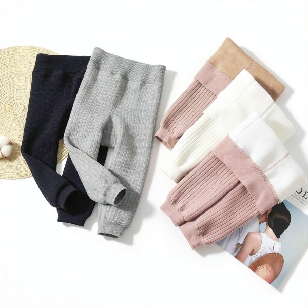 Toddler Fleece Lined Leggings Girls Winter Cotton Warm Pants-5