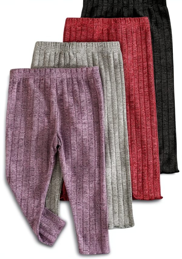 Baby Girl Leggings 4-Pack Ribbed Elastic Waist Multi-Color-0