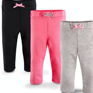 Luvable Friends Girls Leggings Cotton Spandex 3 Pack Pink-0