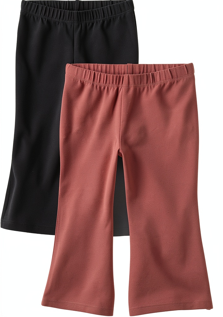 Girls wearing flare leggings in Black/Lotus color playing outdoors