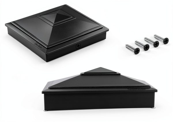 4x4 Pyramid Post Caps SIEDiNLAR Waterproof Outdoor Black 12 Pack-1