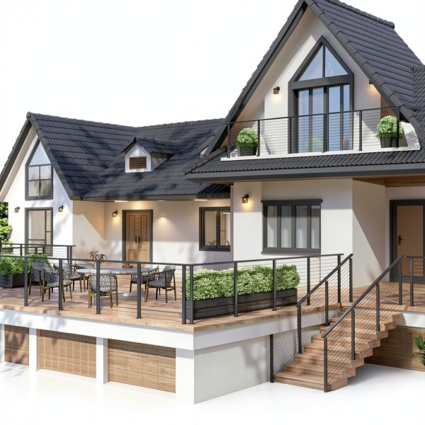 2ft-4ft 42" Deck Cable Railing System Zylorix T304 Black Posts-8