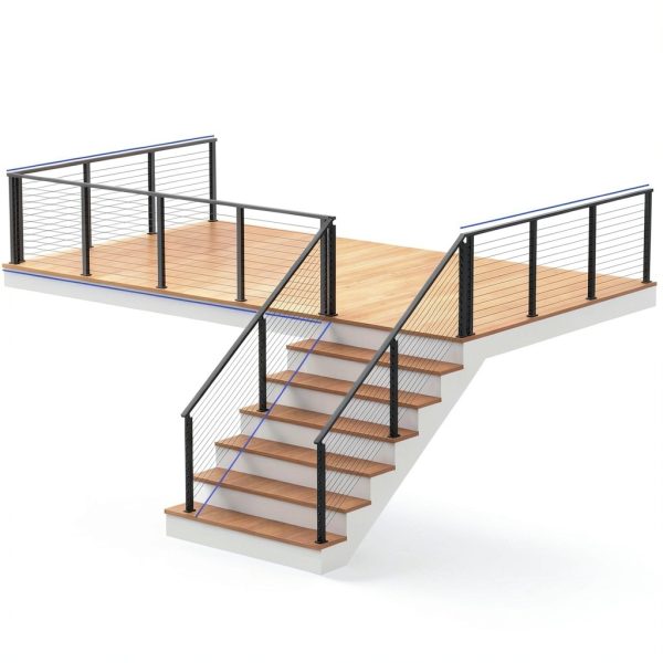 2ft-4ft 42" Deck Cable Railing System Zylorix T304 Black Posts-2